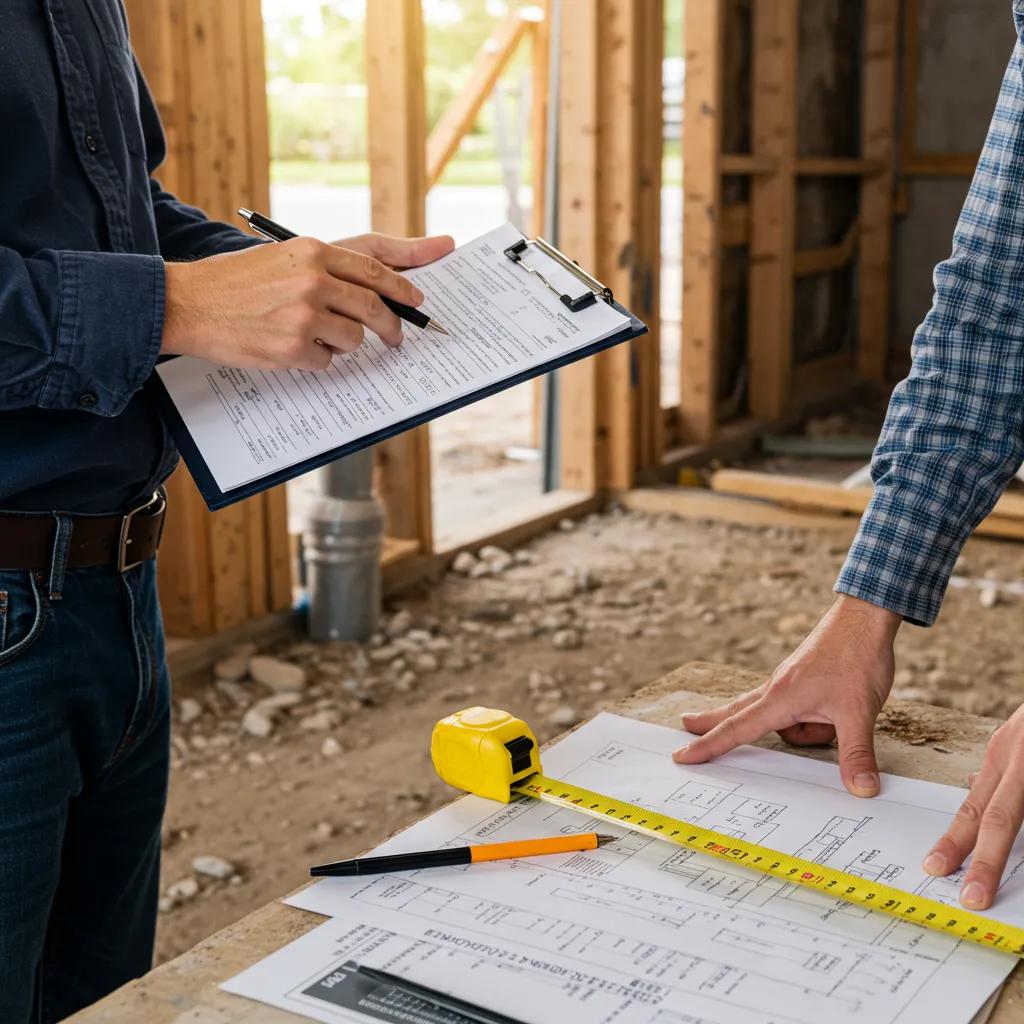 Contractor discussing water line replacement costs with a homeowner