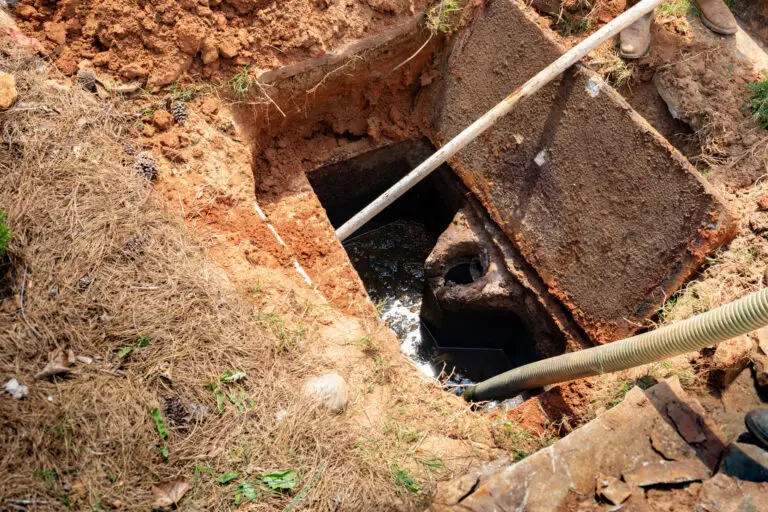 Opened septic tank during an inspection