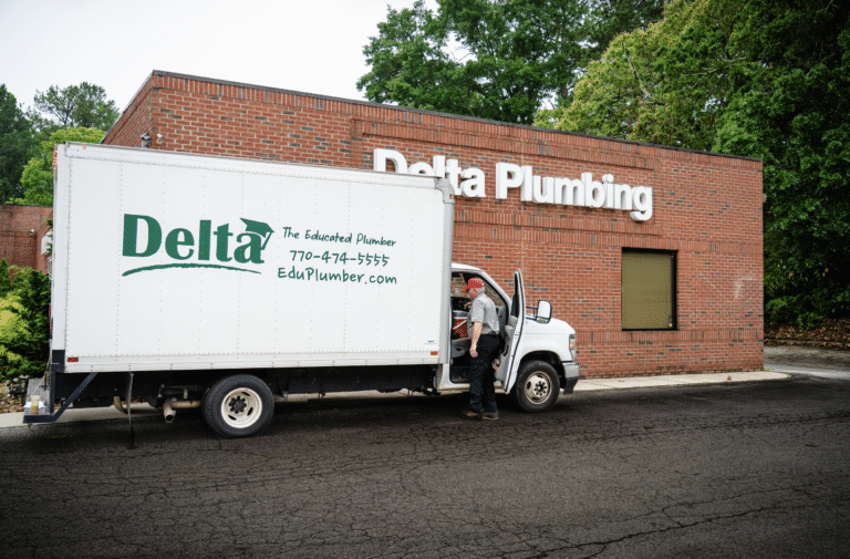 Delta Plumbing box truck at the Delta Plumbing shop in Stockbridge